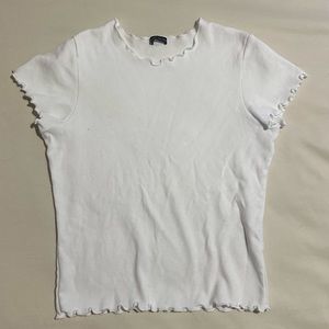 Brandy Melville White Lettuce Edge Top